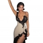 Sexy deep V suspender dress Slim fit show chest open back party Spicy girl temperament hip wrap skirt JY22618