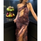One-shoulder three-dimensional flower hollow-out slimming hot girl pleated buttock dress YY22541