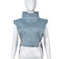 Individualized trend lace up high collar wash denim vest 9189TD