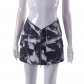 Printed zip hem buttock wrap fashion skirt K22SK598