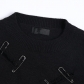 Wanghongchao Brand Design Sense Top Autumn New Round Neck Long Sleeve Personalized Broken Pin Decorative Dark T-Shirt 11P0397