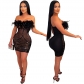 Fashion sexy one-shoulder see-through sequin dress CY900356