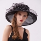 Black edging organza vintage flower top hat Women's summer mesh fisherman hat Sun protection foldable sunshade hat FF00097-1