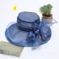 Black edging organza vintage flower top hat Women's summer mesh fisherman hat Sun protection foldable sunshade hat FF00097-1