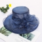 Solid color organza vintage flower top hat Women's summer mesh fisherman hat Sun protection foldable sunshade hat FF00097-2