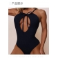 Sexy striped high-waisted conservative one-piece swimsuit AL659621219980
