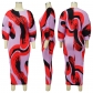 Women's round neck pleated printed long dress bat sleeve one size dress K10307