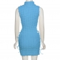 Women's fashion round-neck sleeveless sexy strapping cut-out body-fitting buttock dress K21D10792