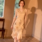 Ancient sequin dress tassel front and back deep V-neck dress fashion beaded banquet evening dress JLX703201570517