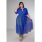 Women's solid color shirt mesh large size top dress S0219
