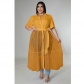Women's solid color shirt mesh large size top dress S0219