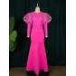 Lace gauze perspective banquet buttock skirt creative lantern sleeve show figure dress AM220615
