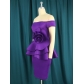 Off-shoulder three-dimensional decorative sexy dress party dress 3D flower fake two-piece one-step skirt AM221201