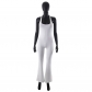 Clean color sleeveless twisted slim buttocks flared jumpsuit M23JP013