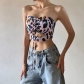 Wear more basic print spring and summer hot girls' slim and versatile short top YL23016