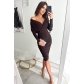 Fashion long-sleeved V-neck sexy waist and buttocks dress OLN5089
