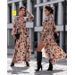 Fashion printing long-sleeved V-neck leaky waist sexy suit dress OLN960