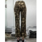 Spliced high-waist camouflage street trendy split casual pants S6866