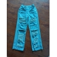 Casual denim trousers, perforated denim overalls F88472