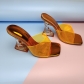 Fashion color crystal heel sandals transparent heel color PVC characteristic sandals PL0262
