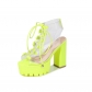 Large cool boots with fish mouth PVC women's boots candy color transparent PVC thick heel boots PL0433