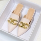 Versatile pointed shallow metal buckle flat shoes PL0606