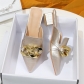 Versatile pointed shallow metal buckle flat shoes PL0606