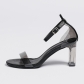 Oversized slotted buckled thick heel sandals transparent fashion shoes PL0639
