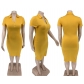 Large dress Solid V-neck Fashion dress MQ23614
