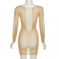 Fashion jacquard hollow-out round neck high waist slim short dress W22D24710