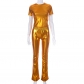Fashion gilded short sleeve top pants casual suit K23ST058