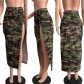 Women's camouflage denim personalized fur hem skirt camouflage denim skirt W2329