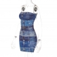 Fashion Print Personalized Slim Fit Open Back Bra Wrap Hip Dress D2C11412A