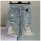 Heavy Industry Diamond studded beaded high waist denim shorts Slim fit versatile student tassel hot pants J681611563713