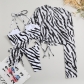 Striped Print Shirt Collar Mesh Three Piece Swimwear Bikini S704788039750
