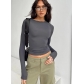 Women's casual long-sleeved T-shirt Spring and Autumn Solid Color Slim Fit Pullover T-shirt Women's Street Wear Bottom Top T702495240302