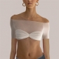 Women's Fashion Sexy Perspective Off Shoulder Slim Fit Short Open Umbilical T-shirt K23L26645