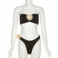 Women's three-dimensional flower decorative vest sexy briefs bikini K23S27106