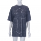 Casual Crew Neck Fashion Cross Print Short Sleeve T-shirt Top L23TP033