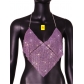 Women's nightclub low cut open back flash diamond lace up suspender deep V open navel vest LBZ611