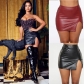 High Waist Wrapped Hip Short Skirt Night Shop PU Leather Zipper Sexy Black Leather Skirt D11