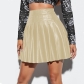 Pleated skirt Sexy short skirt PU leather short skirt D14