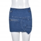 Women's Denim Skirt Summer New Fashion Features Love Zipper Wash Elastic Skirt 9213DD