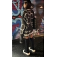 Fashion Women's Collarless Print Graffiti Plush Sweater Dress L054