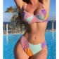 Sexy Double Shoulder Spliced Steel Brackets Gather Bikini Quicksell High Waist Fashion Beach Split Swimwear RL-37436