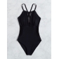 Tight cut out mesh one piece swimsuit Solid color wall hanging beach resort bikini swimsuit YQ-z0824