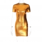 Sexy Bright Reflective PU Leather Slim Fit Wrap Hip Dress D3311949W