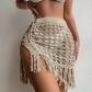 Women's sexy holiday perspective cut-out knit skirt with split tassels and beach skirt CYBK4139