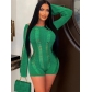 Women's Open Back Sweater Hollow out Knitted Nightwear Soft Sexy One Piece Shorts FFF1238