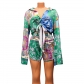 Women's comfortable casual printed long sleeved shorts, women's two-piece set OS6853